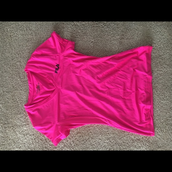 Hot Pink Fila Fitted Workout Tee - Picture 1 of 2